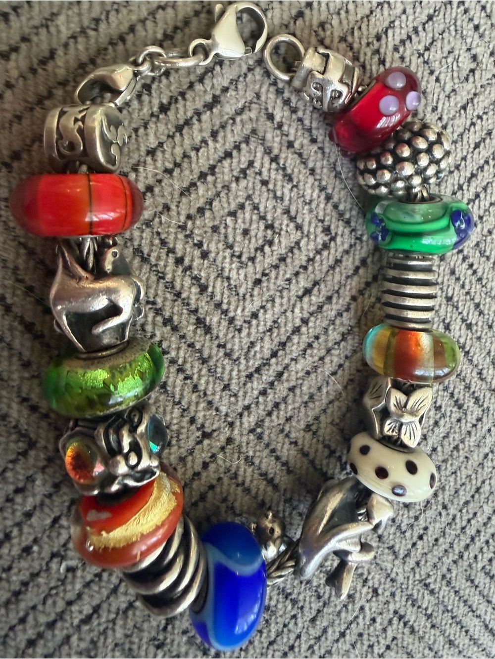 Trollbeads Charm Bead Bracelet with Multicolor Glass Beads and silver